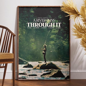Poster di A River Runs Through It, poster di film retrò, poster vintage, idea regalo, regalo per lui, arte murale, arredamento per la casa, Brad Pitt, Craig Sheffer