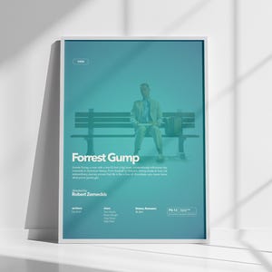 Forrest Gump Poster, Farbiger Filmdruck, Filmdruck, Retro Film, Geschenkidee, Wandkunst, Wandgestaltung, Spielzimmer, Tom Hanks Poster