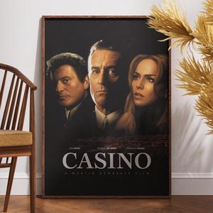 Poster del casinò, poster di film retrò, poster vintage, Martin Scorsese, stampa, Robert De Niro, arredamento per la casa, regalo per lui, sala giochi, film di poker