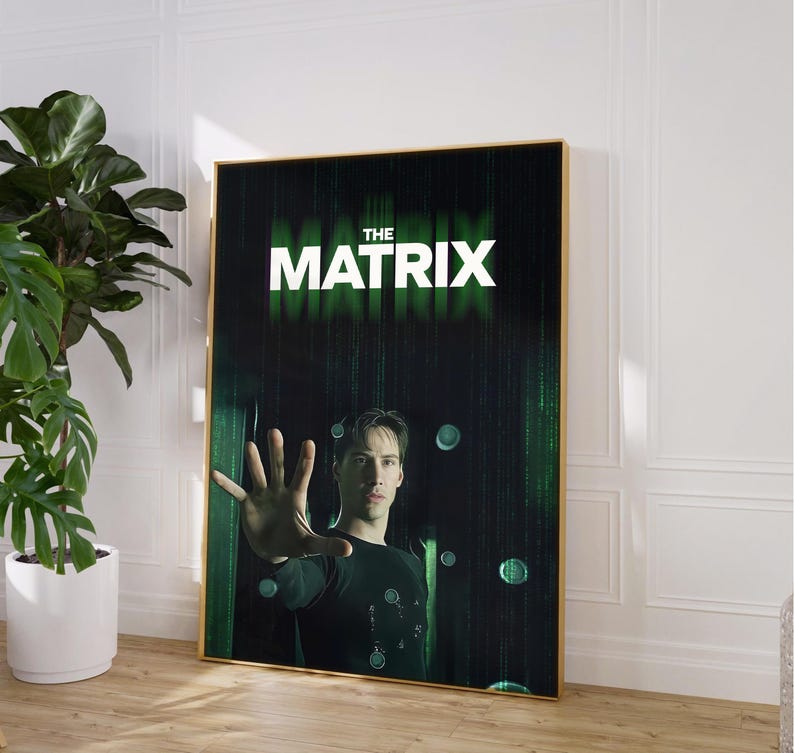 The Matrix Poster, Keanu Reeves, Carrie Anne Moss, Retro Movie Poster ...