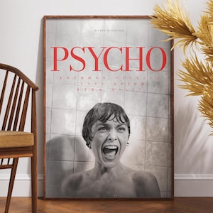Psycho Poster, Print Poster, Movie Poster, Retro Vintage Poster, Gift Idea, Alfred Hitchcock, Gift for Him, Anthony Perkins, Janet Leigh