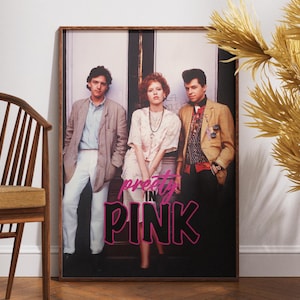 Póster de Pretty in Pink, póster de película retro, póster vintage, regalo para ella, Molly Ringwald, decoración del hogar, John Hughes, arte mural, póster de película de amor