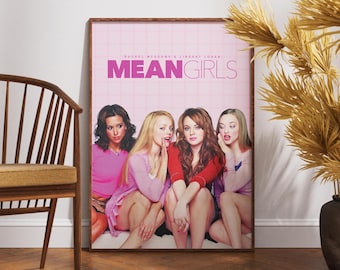 Mean Girls Poster, Retro Movie Poster, Vintage Poster, Gift for Her, Girl Room, Pink Poster, Lindsay Lohan, Rachel McAdams, Child Room Decor