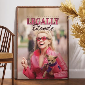 Póster de Legally Blonde, póster de película retro, póster vintage, Reese Witherspoon, Elle Woods, regalo para ella, decoración de habitación de niña, póster de habitación de niños