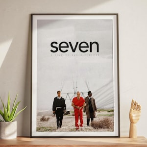Seven Poster, Filmdruck, Geschenk für Filmliebhaber, druckbare Wandkunst, Minimal Art Film Poster, Brad Pitt, Morgan Freeman Film, Se7en Druck