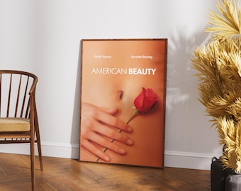 Póster de American Beauty, película retro vintage, Mena Suvari, Kevin Spacey, Sam Mendes
