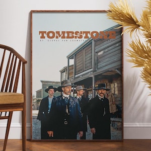 Póster de película Tombstone, póster retro, arte minimalista, póster vintage, arte de pared, regalo para él, póster de película del oeste, Doc Holliday, decoración del hogar