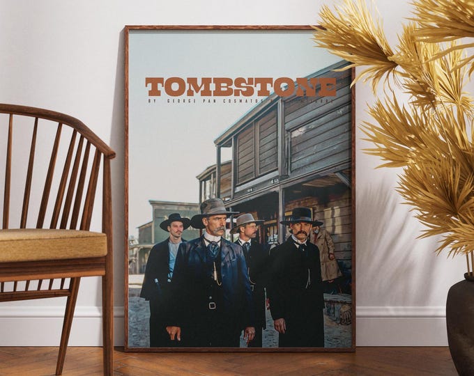 Tombstone Movie Poster, Retro Poster, Minimalist Art, Vintage Poster, Wall Art, Gift for Him, Western Movie Poster, Doc Holliday, Home Decor