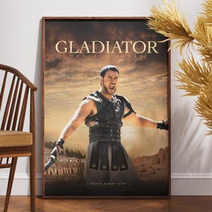 Gladiator Poster, Retro Film Poster, Vintage Poster, Russel Crowe, Geschenk für Ihn, Wanddekoration, druckbare Wandkunst, Lucilla und Maximus