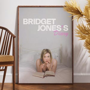 Bridget Jones Filmplakat, romantische Komödie, Wandkunst, kultiger Küken Flick Print, britisches Filmdekor, perfektes Geschenk für Rom, Kom-Liebhaber, Wandkunst