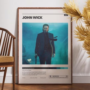 Póster de la película John Wick, arte de pared imprimible, regalo para amantes del cine, póster de película impreso, decoración de pared, Keanu Reeves, Chad Stahelski, regalo para él
