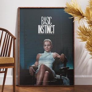 Basic Instinct Poster, Retro Vintage Poster, Movie Poster, Sharon Stone, Michael Douglas, Catherine Tramell, Gift Idea, Gift for Him, Art