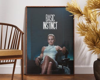 Basic Instinct Poster, Retro Vintage Poster, Movie Poster, Sharon Stone, Michael Douglas, Catherine Tramell, Gift Idea, Gift for Him, Art
