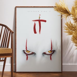 It Movie Poster, Printable Wall Art, Movie Lovers Gift, Print Film Poster, Wall Decor, Horror Movie, Stephen King, Bill Skarsgård, Gift Idea