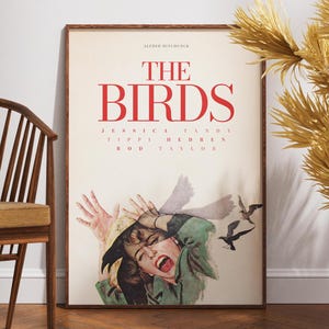 Póster de Los pájaros, póster impreso, arte de pared, póster retro, póster vintage, regalo, Alfred Hitchcock, regalo para él, regalo para ella, Tippi Hedren