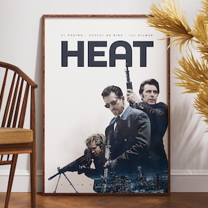 Heat Poster, hochwertiges Filmplakat, Al Pacino, Robert De Niro, druckbare Wandkunst, Geschenk für ihn, minimalistisches Plakat, Vintage Retro Plakat