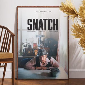 Snatch Print Movie Poster, Printable Wall Art, Movie Lovers Gift, Print Film Poster, Wall Decor, Brad Pitt, Jason Statham, Gift for Him