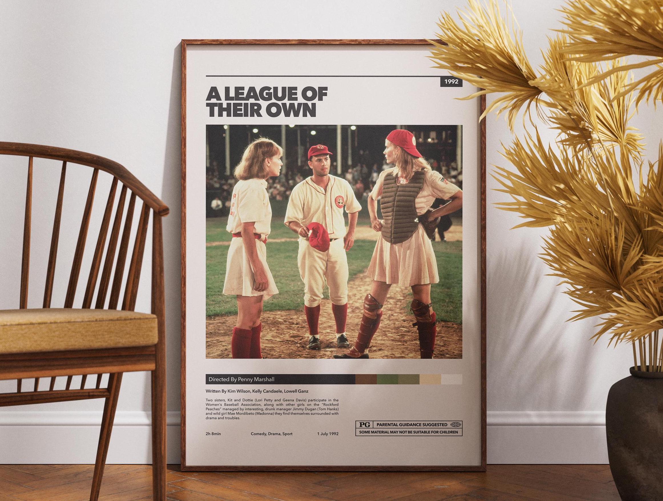 Póster de A League of Their Own, regalo para ella, película deportiva, póster de película, Tom Hanks, decoración del hogar, arte de pared, Geena Davis, póster retro vintage