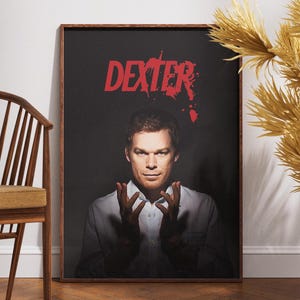 Poster Dexter, poster della serie TV, poster retrò, arte minimalista, poster vintage, decorazione da parete, arte cinematografica, stampa di poster, regalo per lui