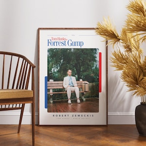 Forrest Gump Poster, Retro Poster, Vintage Art, Wall Art, Home Decor, Print Poster, Tom Hanks, Robert Zemeckis, Classic Movies, Gift Idea