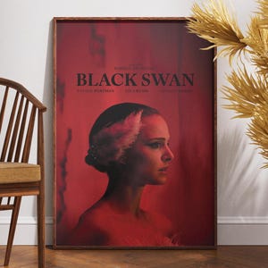 Póster de Cisne negro, regalo para ella, Natalie Portman, Mila Kunis, Vincent Cassel, decoración del hogar, arte de pared imprimible, póster de película minimalista