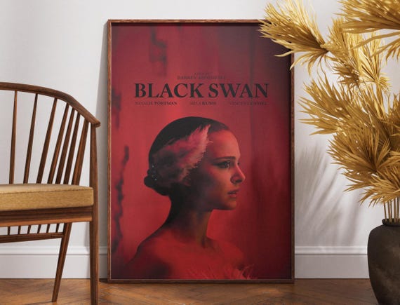 Black Swan Poster, Gift for Her, Natalie Portman, Mila Kunis, Vincent Cassel, Home Decor, Printable Wall Art, Minimalist Film Poster