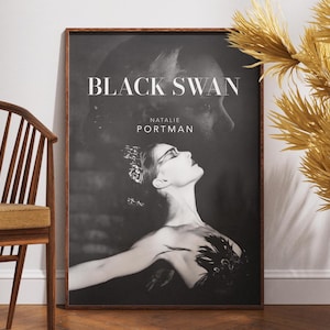 Black Swan Poster, Retro Vintage Poster, Film Liebhaber Geschenk, Natalie Portman, Geschenk für Sie, Wall Art, Mila Kunis, schwarz weiß Poster