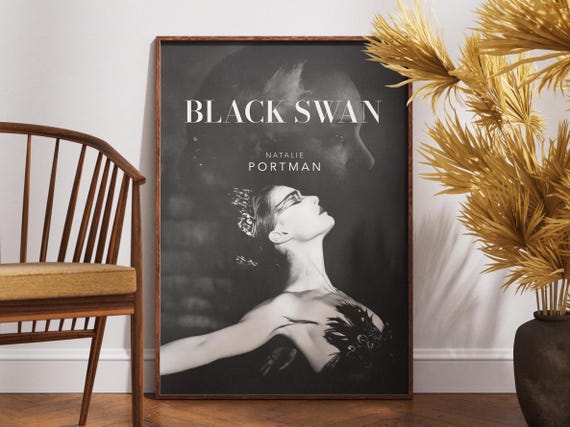Black Swan Poster, Retro Vintage Poster, Movie Lovers Gift, Natalie Portman, Gift for Her, Wall Art, Mila Kunis, Black and White Poster