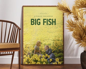 Póster de la película Big Fish, póster con impresión retro, arte minimalista, póster vintage, decoración de pared, regalo para ella, Tim Burton, Ewan McGregor, regalo para él