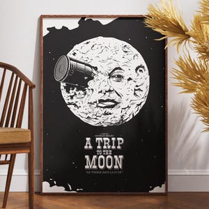 A Trip to the Moon Poster, Vintage Movie Posters, Home Decor, Retro Wall Art, Room Decor Aesthetic, Le Voyage dans la Lune, Georges Melies