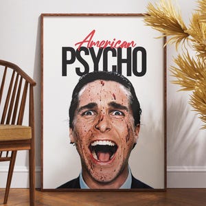 American Psycho Filmposter, Horror Thriller Wandkunst, Kult Filmklassiker, Christian Bale Fan Geschenk, 2000er Jahre Film Print, Wandkunst Druck