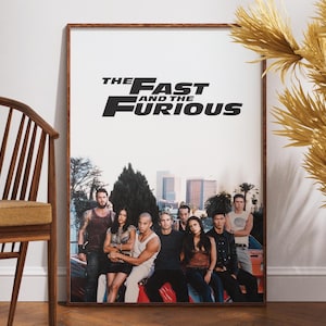 Impresión de la película Rápido y Furioso, póster de la película Rápido y Furioso, póster retro de la película, arte de pared, ideas de diseño de pared, Vin Diesel, Paul Walker