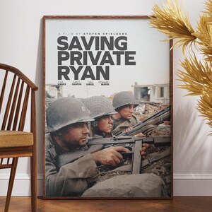 Saving Private Ryan Movie Poster,Retro Film Poster, Minimal Print, Movie Lovers Gift, Printable Wall Art, Steven Spielberg, Tom Hanks Movie