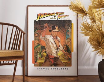 Indiana Jones Poster, Print Movie Poster, Retro Vintage Poster, Harrison Ford, George Lucas, Gift for Him, Home Decor, Film Lovers Gift