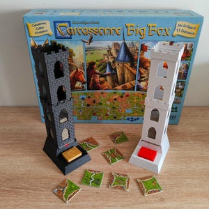 Carcassonne tower distributor with button