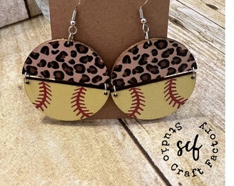 Softball Cheetah Earrings | Sports Mom | Baseball | Team Mom | Cheetah