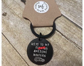 Minivan Keychain | Keys to my F*ing Awesome Minivan | Funny Gift for Women | Minivan Mom