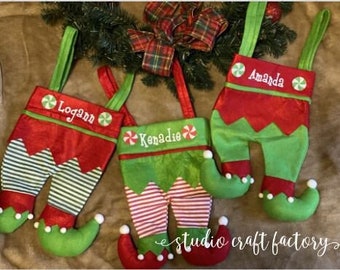 SINGLE- Personalized Elf Stocking | Christmas Stocking | Gift Bag | Elf Stocking