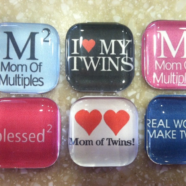 Mom of TWINS - Handmade Magnets (set of 6)
