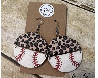 Baseball Cheetah Earrings | Sports Mom | Softball | Team Mom Gift | Cheetah