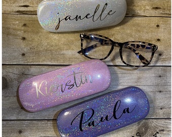 Personalized Sparkle Eye Glass Holder | Sun Glass Holder | Glasses Case | Sunglasses Case