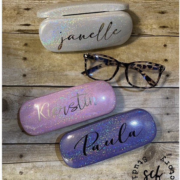 Personalized Sparkle Eye Glass Holder | Sun Glass Holder | Glasses Case | Sunglasses Case