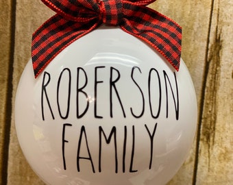 Rae Dunn Inspired "LAST NAME" Ornament