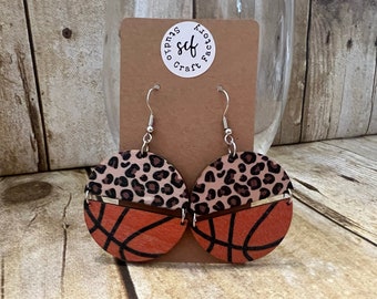 Basketball Cheetah Earrings | Sports Mom | Hoops | Team Mom | Cheetah