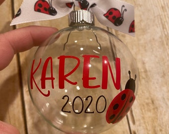 Personalized Lady Bug Name Ornament