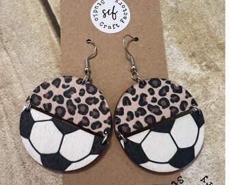 Soccer Cheetah Earrings | Sports Mom | Football | Sports Mom | Cheetah
