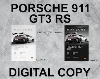 Porsche 992 GT3 RS Wall Art - Digital copy - Light