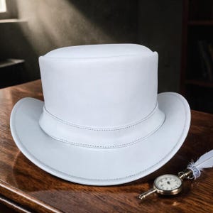 White Wide Brim Top Hat | Elegant Formal Wedding Accessory, Minimalist Statement Piece