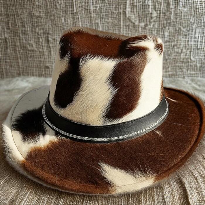 Handmade Cowhide Cowboy Hat | Two-tone Western Rancher - Etsy display picture 2