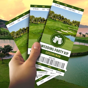 Trauzeugen Vorschlag Ticket Golf, Groomsmen Golf Geschenk, Bestman Geschenk, Junggesellenabschied, Ringträger Vorschlag, lustige Groomsmen Vorschlag Karte